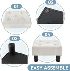 Poofzy Small Foot Stool Ottoman, Velvet Ottoman Foot Rest with Legs, Rectangle Foot Rest for Couch, Footstools and Ottomans Small for Living Room and Entryway (Beige)