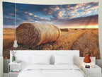 EMMTEEY Fall Tapestry Farmhouse Field Straw Nature Tapestry 92.5X70.9 Huge Wall Art for Bedroom Living Room Fall Backdrop
