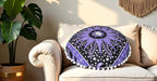 CRAFT KALA 22" Bohemian Floor Pillow Pouf Cover Mandala Boho Large Round Meditation Room Pillow Covers for Adults Seating Poufs Cushion Cover for Kids Playroom Purple Burning Sun