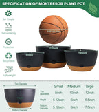 3 Pack 8/10/12 Inch Hanging Planters for Indoor Plants with Self-Watering Includes Hanging Pots for Plants, Outdoor Hanging Flower Pots with Drainage, and 2 Types of Hanging Baskets Hangers (Black)