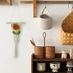 Bohemian Macramé Wall Art with Hand-Crocheted Sunflower, Cotton Rope Tapestry Decor with Tassels, Pre-Assembled Boho Wall Decor for Apartment Nursery Dorm, Unique Gift for Her (Sunflower 1pcs)
