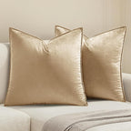 MIULEE Beige Velvet Throw Pillow Covers 18x18 Soft Decorative Solid Square Cushion Cases Pack of 2 Modern Luxury Home Decor for Couch, Sofa, Bedroom