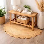 Savi Home Half Hand Woven Area Rug Braided Jute Scalloped Border, Decor Collection Classic Quality Made for Living Room, Kitchen, 22x42 - Natural