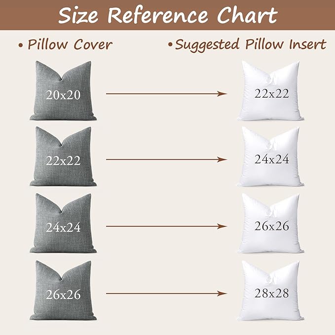 Artscope Synthetic Down Pillow Insert, 26x26 Down Alternative Throw Pillow Insert. Ultra Soft Fluffy Sleeping Pillow with 100% Cotton Cover, Decorative Pillows-White.
