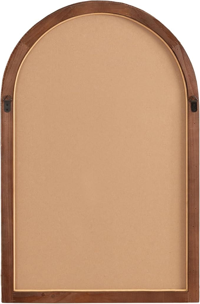 Kate and Laurel Rahfy Boho Arched Rattan Mirror; 20 x 30; Brown; Decorative Arch Wall Mirror with Authentic Rattan Frame for Vanity Bathroom Mirror