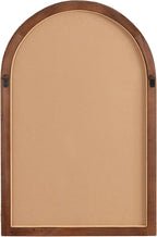 Kate and Laurel Rahfy Boho Arched Rattan Mirror; 20 x 30; Brown; Decorative Arch Wall Mirror with Authentic Rattan Frame for Vanity Bathroom Mirror