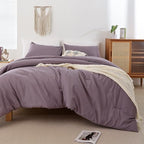 ROSGONIA Oversized King Comforter 128x120, 3pcs Super King Plus Comforter (1 Dusty Purple Comforter & 2 Pillowcases) Lightweight Oversized King Bedding Set Quilt