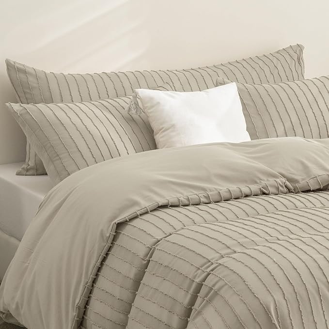 JELLYMONI Pillowcases Body Size Khaki 1 Pack Boho Striped Bed Pillow Covers 20x54in Polyester Envelope Pillow Shams Tufted Bohemian Textured (Pillows are not Included)