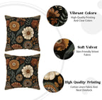 KSLIDS Boho Flower Soft Velvet Throw Pillow Covers Set of 2 Modern Abstract Retro Bohemian Flower Decorative Pillow Covers 16x16 Inch Mid Century Tropical Leaves Pillow Case for Sofa Couch Home Decor