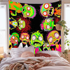 Horror Tapestry Blacklight Tapestry for Bedroom Zombie Crowd Around Tapestries UV Reactive Poster Glow in the Dark Walker Undead Ghoul Tapestries Wall Hanging Halloween Decor Scary Room Decor 59"x51"
