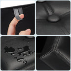 Storage Ottoman Foot Rest Stool, Small Leather Storage Ottomans Bench, Folding Footstool with Side Pockets, Foot Rest Under Desk for Living Room Bedroom, 17x13x13 in, Black