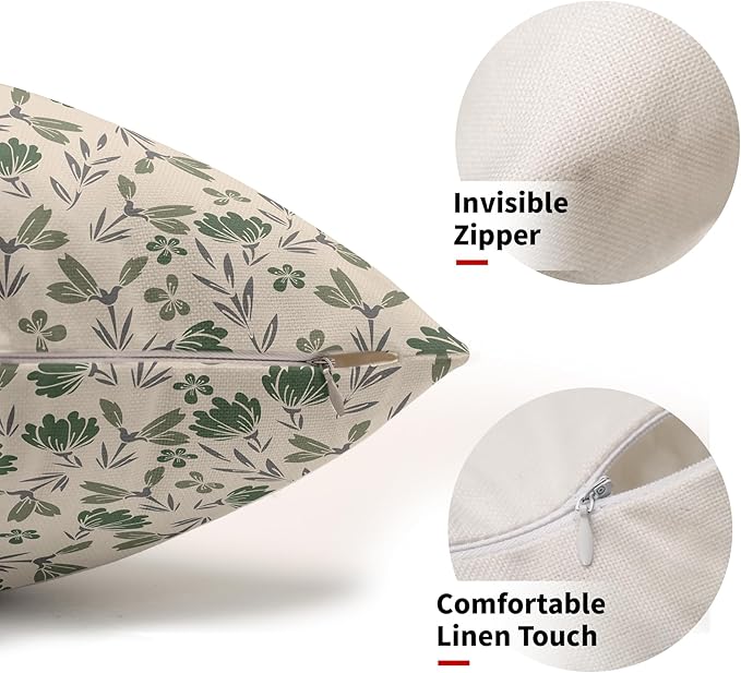 Sage Green Grey Floral Pillow Covers 12x20 Set of 2 Vintage Rustic Old Style Cute Small Flower Print Rectangle Decorative Outdoor Pillowcases Farmhouse Throw Cushion Case Decor for Couch Sofa Bed