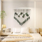 lokeisna Macrame Wall Hanging, Woven Tapestry Beige & Dusty Rose Handmade Craft Macrame Wall Decor, Gallery & Nursery, White Green