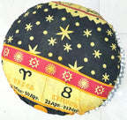 CRAFT KALA Mandala Floor Pillow Cushion Cover Seating Throw Cover Hippie Decorative Bohemian Ottoman Poufs Pom Pom Pillow Cases Indian Cotton Living Room Home Décor 24" Round Set of 2, Yellow Zodiac