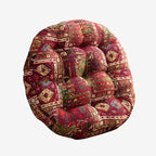 Round Bohemian Floor Pillow, Meditation Floor Seat Cushion, Large Soft Cotton Linen Pillows for Yoga Living Room Balcony Outdoor Tatami, 22x22 Inches (Redflower Round)