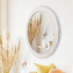 30 Inches Wooden Round Mirrors for Wall Decor, Rustic Farmhouse Decorative Circle Mirror for Bathroom Over Sink, Living Room, Foyer, Entryway