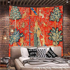 FEASRT European Royal Tapestry Medieval Princess Tapestry, 40x30 Inches Soft Flannelette, Lady and Unicorn for Living Room Bedroom Dorm Decor