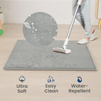 Baby Play Mat for Floor,Extra Large 79"×118" Playroom Mat,Thicker Memory Foam Classroom Mats,Water Repellent Ultra Soft Coral Velvet,Non-Slip Backing Safe for Crawling(Light Grey)