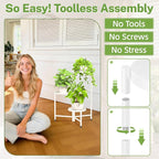 iDavosic.ly 3 Tier Large Plant Stand Indoor, 10 Inch Wide Tall Corner Metal Plant Stands Outdoor for Multiple Plants, Folding Tiered Flower Display Holder Rack Shelf, White