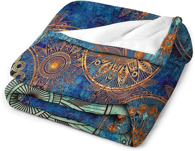 Boho Floral Throw Blanket Retro Mandala Flower Vintage Mystical Dream Style Theme Blanket for Sofa Bed Couch Chair Or Dorm 30"x40"