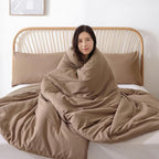 ROSGONIA Oversized King Comforter 128x120, 3pcs Super King Plus Comforter (1 Dark Khaki Comforter & 2 Pillowcases) Lightweight Oversized King Bedding Set Quilt