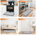 Kitchen Mats, 2PCS Kitchen Rugs for Floor, Cushioned Anti-Fatigue Mats for Kitchen Floor, Non-Slip Standing Desk Mat for Sink, Home, Laundry & Office, 17.3"x30"+17.3"x47" (Grey)
