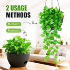 8 Inch Hanging Planters for Indoor Outdoor Plants, 4 Pack Black Plastic Self Watering Hanging Baskets with Drainage Holes and Chain for Garden Porch