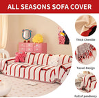Couch Cover for Sofas, Sofa Couch Cover Washable for Dogs, Chenille Slipcovers Couch Covers for Protector Slipcover Pet Friendly(71"x 118"/Red/1pc)