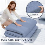 Japanese Floor Mattress, 100% High Density Comfortable Foam, 4" Thicken Foldable Mattress Tatami Mat Sleeping Pad, Ideal for Comfort and Support, Kids Floor Lounger Pillow Bed Sofa, Blue, Full