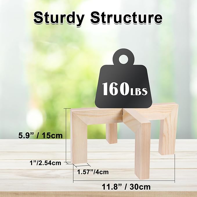 Plant Stand, Indoor/Outdoor Wood Plant Holder, Single Flower Pot Stand, Sturdy Planter Stands, Fit 5-15 Inch Pots