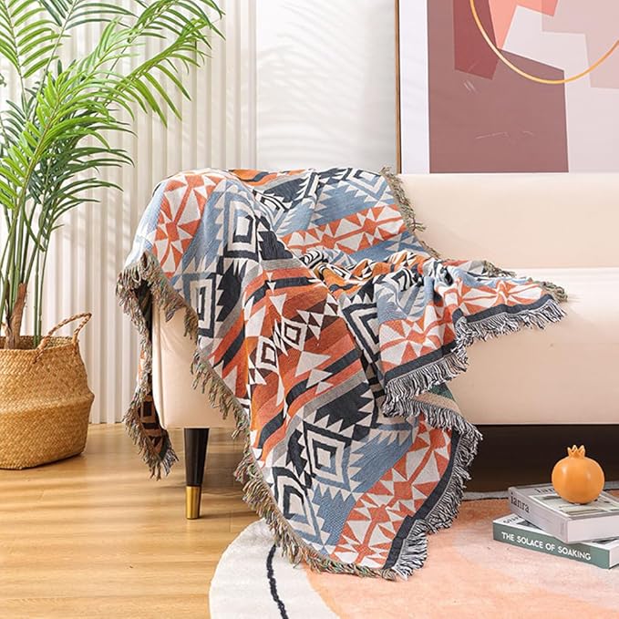 Lqprom Boho Southwest Throw Blankets Aztec Southwest Throws Cover Outdoor Camping Picnic Tent Beach Travel 63"x87"