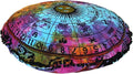 ICC 32 Inch Large Hippie Mandala Floor Pillow Ottoman Pouf Cover - Indian Peacock Daybed Oversized Cotton Cushion Cover Heavy Duty Zipper Seating Ottoman Cover - Dog Pets Bed Cover Zodiac