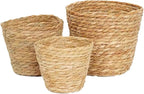 Woven Basket, Hand Woven Containers Flower Pots Boho Indoor Planter Decorative Flower Storage Organizer for Home Office Decoration (Medium)