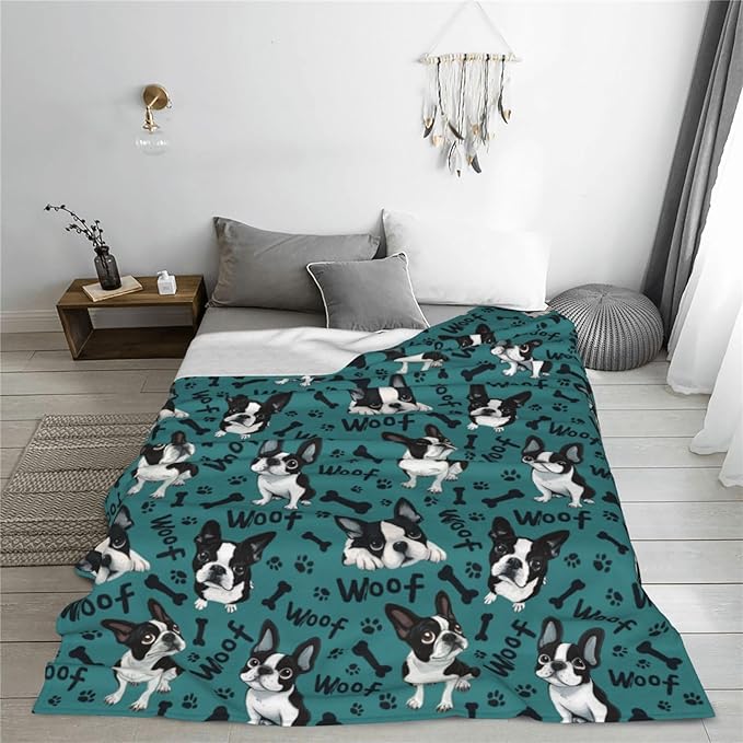 Dog Throw Blanket Soft Flannel Blanket 60"x50" in Bed Blanket Home Decor for Room Sofa Couch All Season