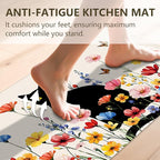 Cat Rugs for Kitchen Floor, Anti Fatigue Mats for Kitchen Floor Non Slip, 2PCS Rubber Kitchen Mat, Washable Cushioned Carpet Rug for Sink Laundry Gifts for Christmas 15.7"×27.5" +15.7"×47" 3.5mm