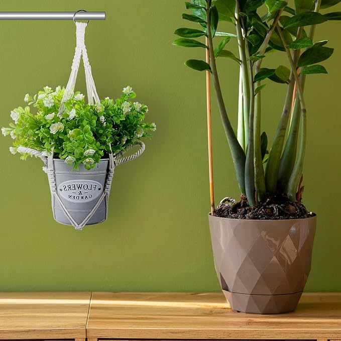 Macrame Plant Hanger 2 Pack Hanging Planters Baskets for Indoor Plant Boho Hanging Holder Handmade Woven Rope Hanger Kits Decorative Braided Cotton Rope Flower Pot Holder for Garden Home Decor