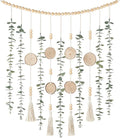 Dahey Hanging Artificial Plant Eucalyptus Wall Decor 31'' Wooden Bead Garland with Fake Greenery Leaves Boho Rustic Farmhouse Wall Art for Living Dining Room Bathroom Bedroom Kitchen Decoration