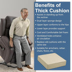 Shinnwa Gel Memory Foam Recliner Cushion for Elderly, Dual-Layer Foam Chair Pad, Extra Large Seat Cushion for Couch, Armchair, Wicker Chairs, Floor, 20 × 20 × 5in, Beige