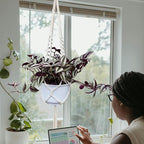 Plant Hanger, Indoor Hanging Planter Basket, Beads Decorative Flower Pot Holder, for Indoor Outdoor Boho Home Decor 35 Inch, Ivory (POTS NOT Included)