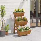 3-Tiers Wooden Raised Garden Bed Planter Box Flower Pots Vertical Garden Planter Wood Plant Stand for Vegetables Flowers Herbs for Patio, Balcony, Freestanding (Brown S)