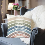 QIYUHOY Boho Rainbow Classroom Throw Pillow Covers, Book Center Calming Corner Playroom Decor Pillow Case, Reseda Pillow Cover, I Am Kind Smart Brave Confidence 18x18 Inch Pillowcase(reseda)