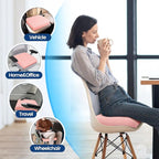 Seat Cushion for Tailbone Pain Relief, Office Chair Cushion, Memory Foam Large Chair Cushion with Non-Slip Cover for Soft Support at Office Chair, Car Seat, Airplane Pink/2X-Large