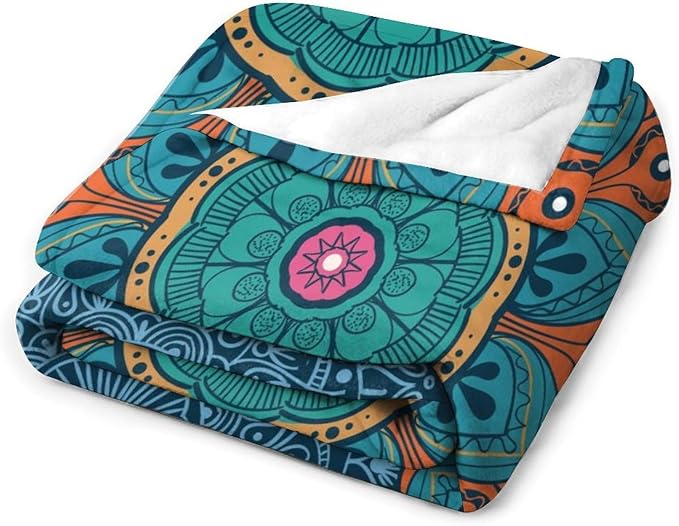 Abstract Mandala Throw Blanket Indian Hippie Bohemian Art Floral Texture Pattern Blanket for Sofa Bed Couch Chair Or Dorm 40"x50"