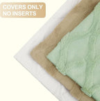 decorUhome Spring Throw Pillow Covers 18x18 Inch Set of 2, Soft Plush Faux Fur Wool Sage Green Accent Couch Pillow Covers for Modern Farmhouse Bed Sofa Living Room
