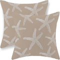 Brown Tan Starfish Pillow Covers 18x18 Inch Set of 2 Coastal Throw Pillows Summer Nautical Ocean Beach Theme Decorative Pillowcase Linen Outdoor Farmhouse Decor Cushion Case for Home Bedroom