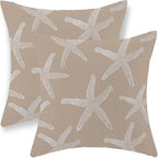 Brown Tan Starfish Pillow Covers 18x18 Inch Set of 2 Coastal Throw Pillows Summer Nautical Ocean Beach Theme Decorative Pillowcase Linen Outdoor Farmhouse Decor Cushion Case for Home Bedroom