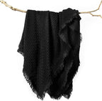 lifein Fall Black Throw Blanket for Couch-Soft Boho Bed Throw Blankets,Cozy Knitted Waffle Throw,Small Farmhouse Lightweight Blanket&Throw for Autumn,Woman,Man,Chair,Sofa,Home Decor(Black,50 * 60")