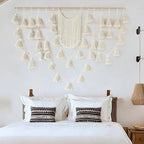 Jakalin Macrame Wall Hanging Boho Tassel Garland 57"x39" | Handmade Cotton Rope Wall Decor for Living Room, Bedroom, Nursery | Large Macrame Banner for Wedding Backdrop, Home Decoration