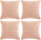 Fancy Homi 4 Packs Boho Pink Decorative Throw Pillow Covers 20x20 Inch for Living Room Couch Bed Sofa, Rustic Modern Farmhouse Home Decor, Soft Plush Corduroy Square Cute Cushion Case 50x50 cm