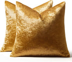 MIULEE Dark Gold Pillow Covers 18x18 Inch Decorative Velvet Soft Solid Throw Pillow Covers Modern Home Decor for Couch Sofa Bedroom Living Room